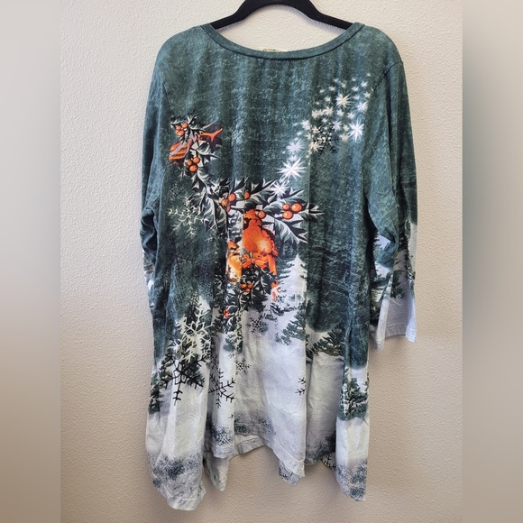 Collections‎ Etc Size XL Holiday Red Cardinal Rhinestone Tunic Top - Picture 6 of 6